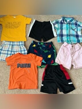 12-18 Months Puma Orange Logo Tee with Colorful Toddler Shorts & Shirts